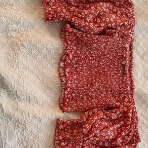 Billabong Red Floral Crop Top